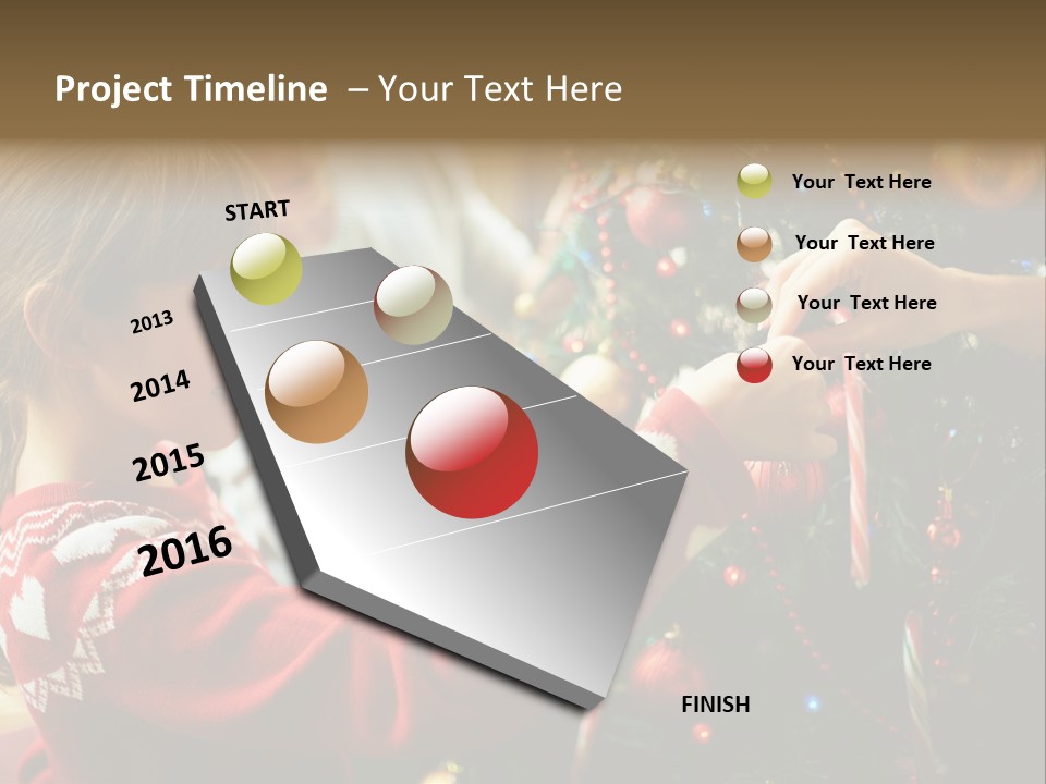 A Young Girl Is Decorating A Christmas Tree PowerPoint Template