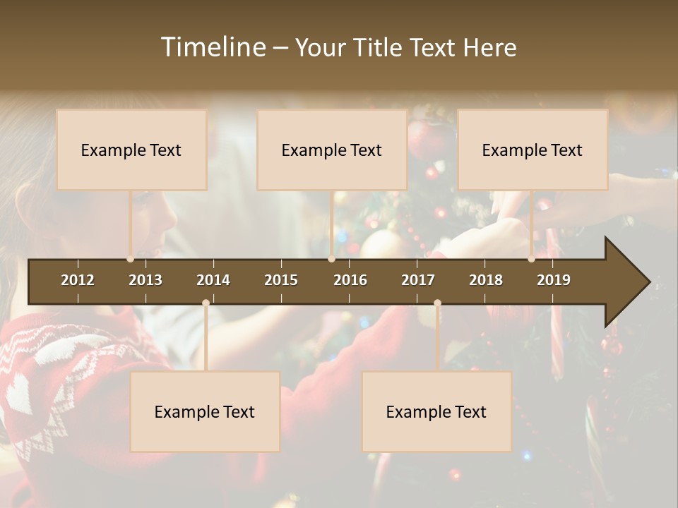 A Young Girl Is Decorating A Christmas Tree PowerPoint Template
