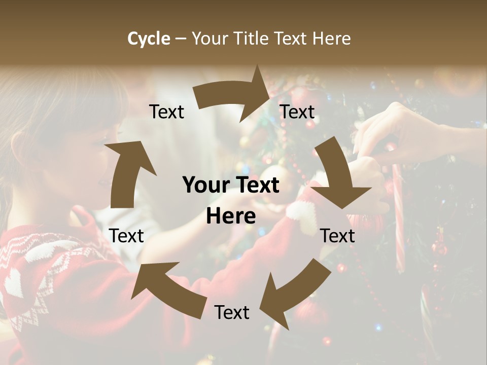 A Young Girl Is Decorating A Christmas Tree PowerPoint Template