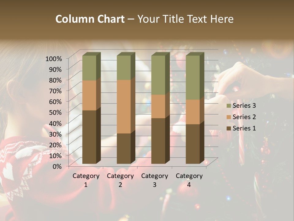 A Young Girl Is Decorating A Christmas Tree PowerPoint Template