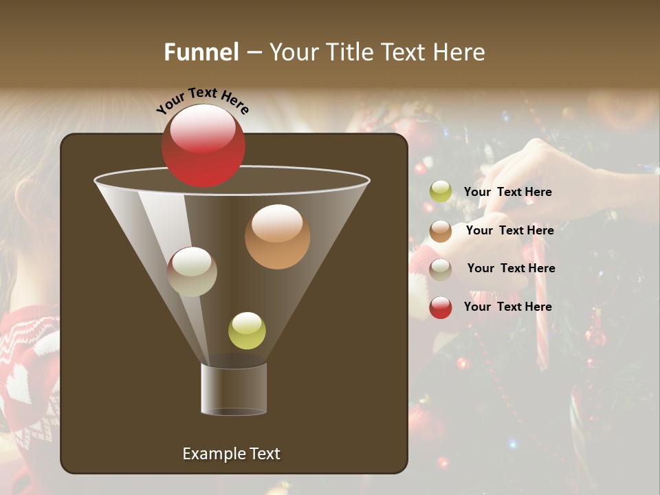 A Young Girl Is Decorating A Christmas Tree PowerPoint Template