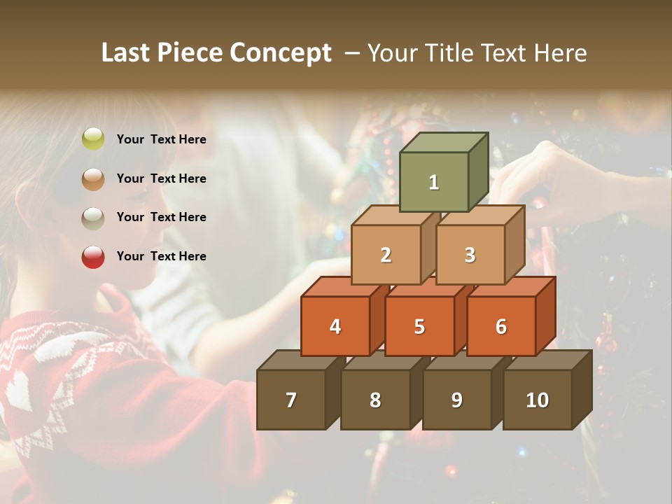 A Young Girl Is Decorating A Christmas Tree PowerPoint Template