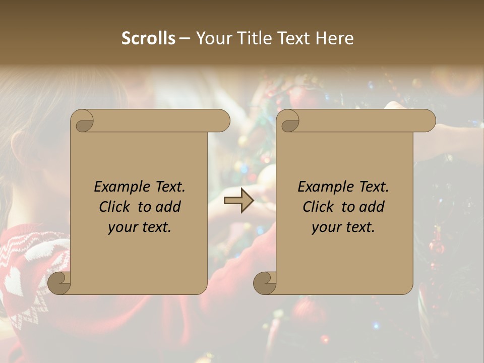 A Young Girl Is Decorating A Christmas Tree PowerPoint Template