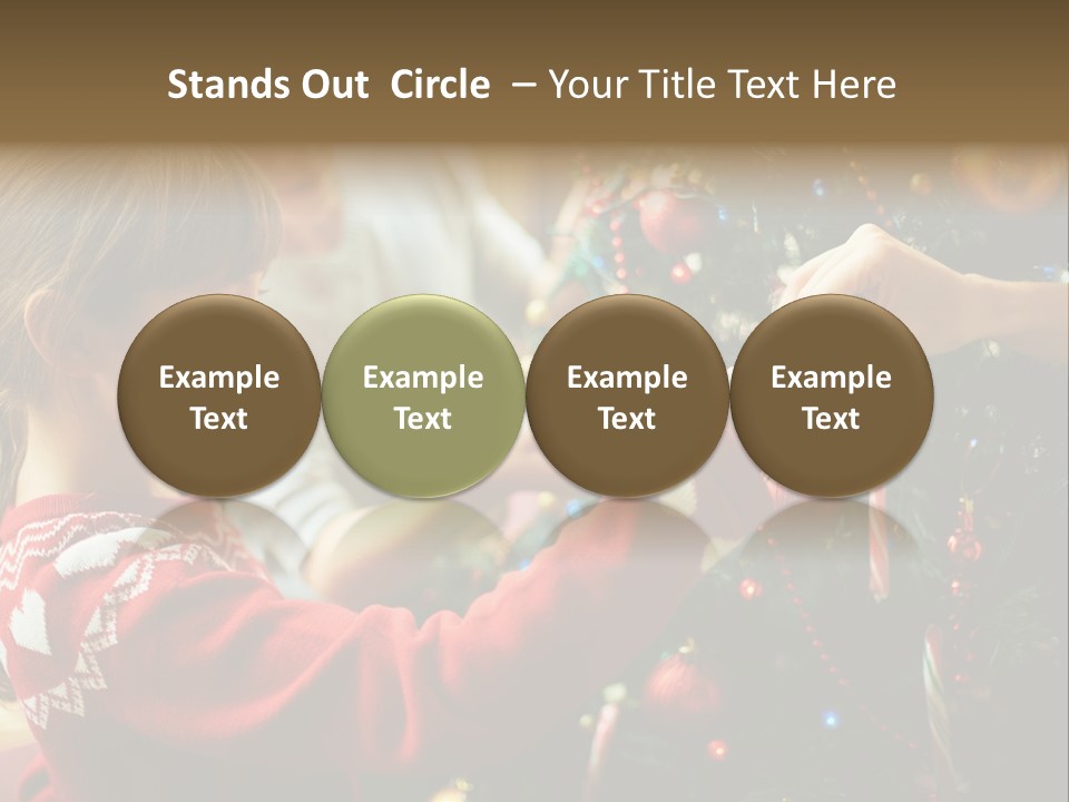 A Young Girl Is Decorating A Christmas Tree PowerPoint Template