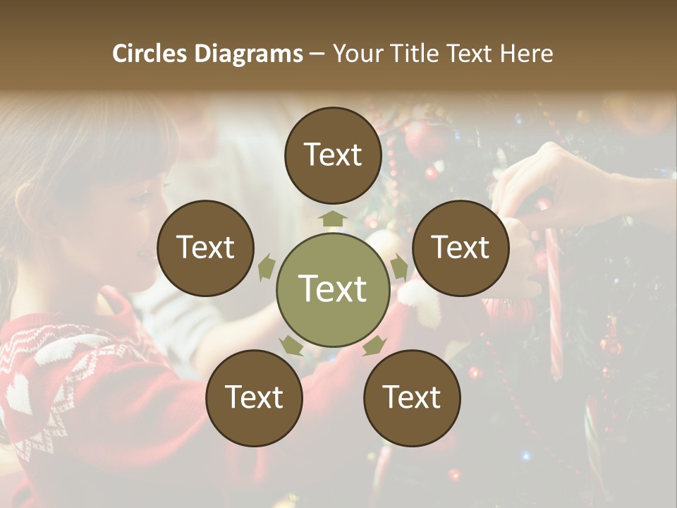 A Young Girl Is Decorating A Christmas Tree PowerPoint Template