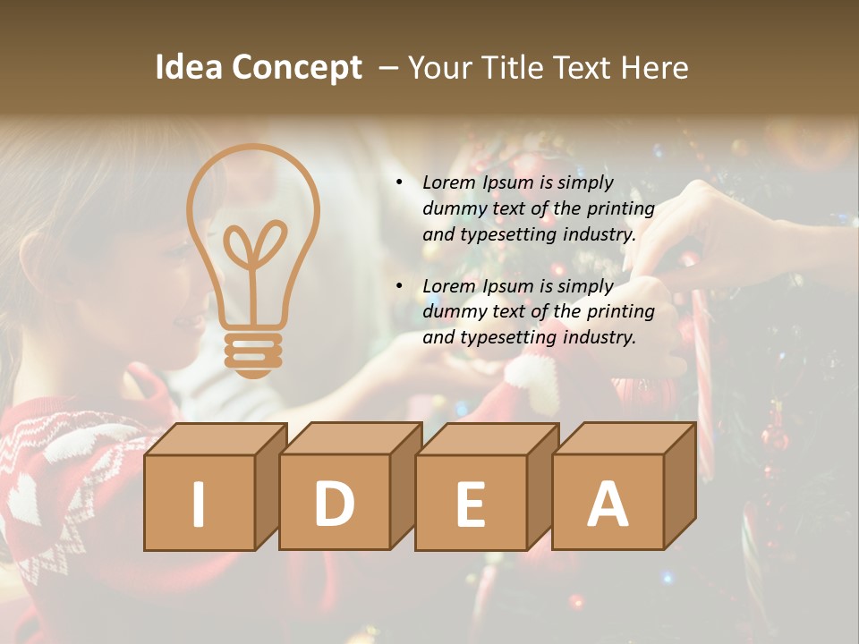 A Young Girl Is Decorating A Christmas Tree PowerPoint Template