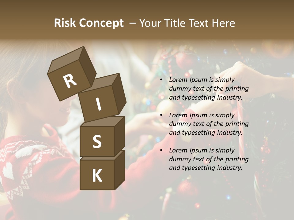 A Young Girl Is Decorating A Christmas Tree PowerPoint Template