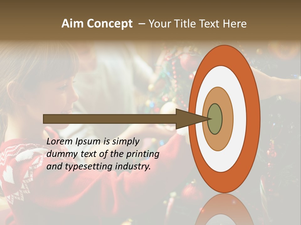 A Young Girl Is Decorating A Christmas Tree PowerPoint Template