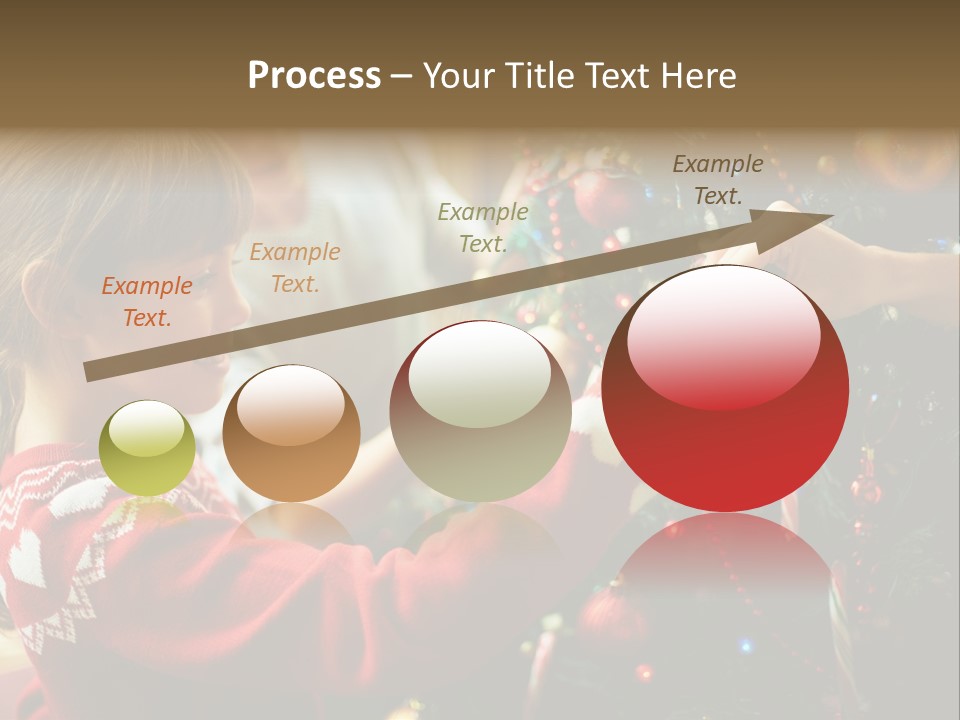 A Young Girl Is Decorating A Christmas Tree PowerPoint Template