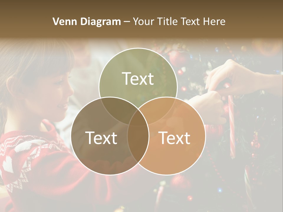 A Young Girl Is Decorating A Christmas Tree PowerPoint Template