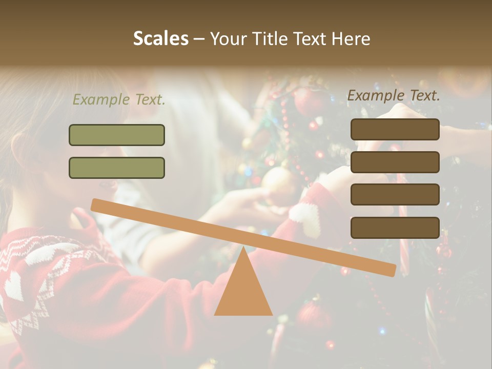 A Young Girl Is Decorating A Christmas Tree PowerPoint Template
