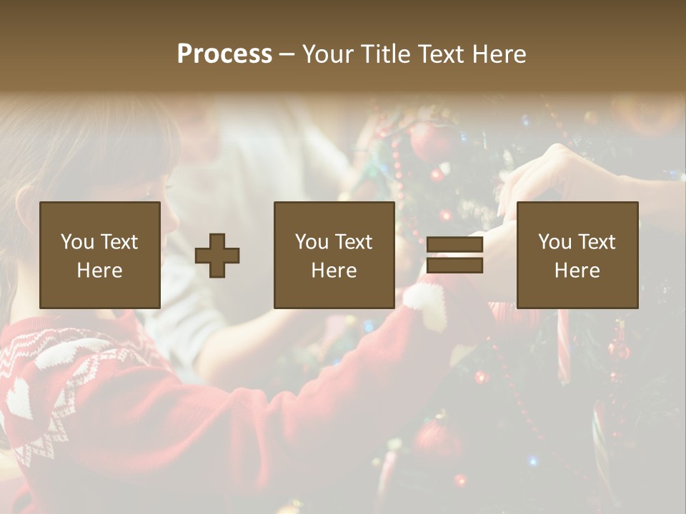 A Young Girl Is Decorating A Christmas Tree PowerPoint Template