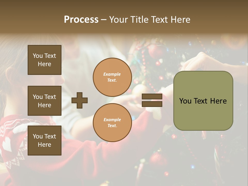 A Young Girl Is Decorating A Christmas Tree PowerPoint Template