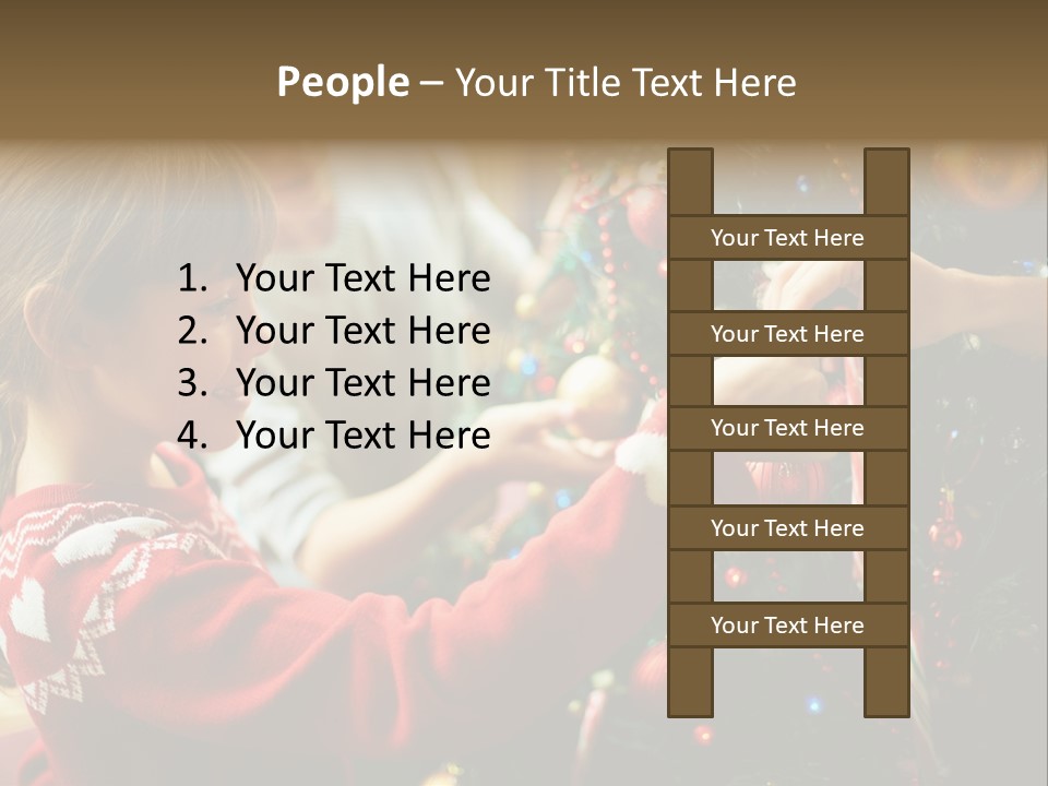 A Young Girl Is Decorating A Christmas Tree PowerPoint Template