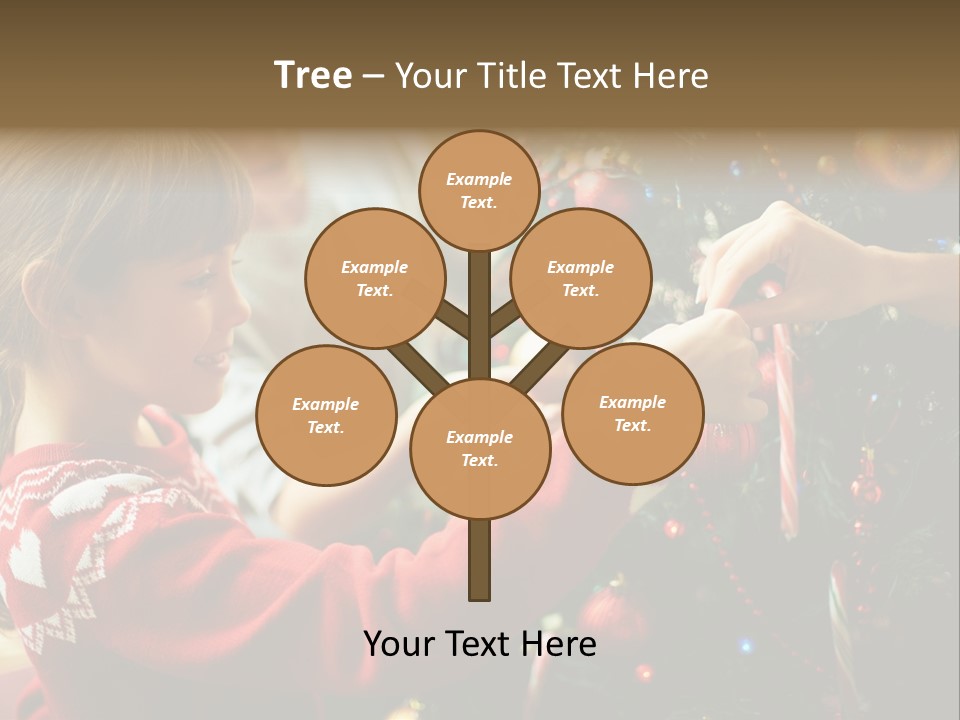 A Young Girl Is Decorating A Christmas Tree PowerPoint Template