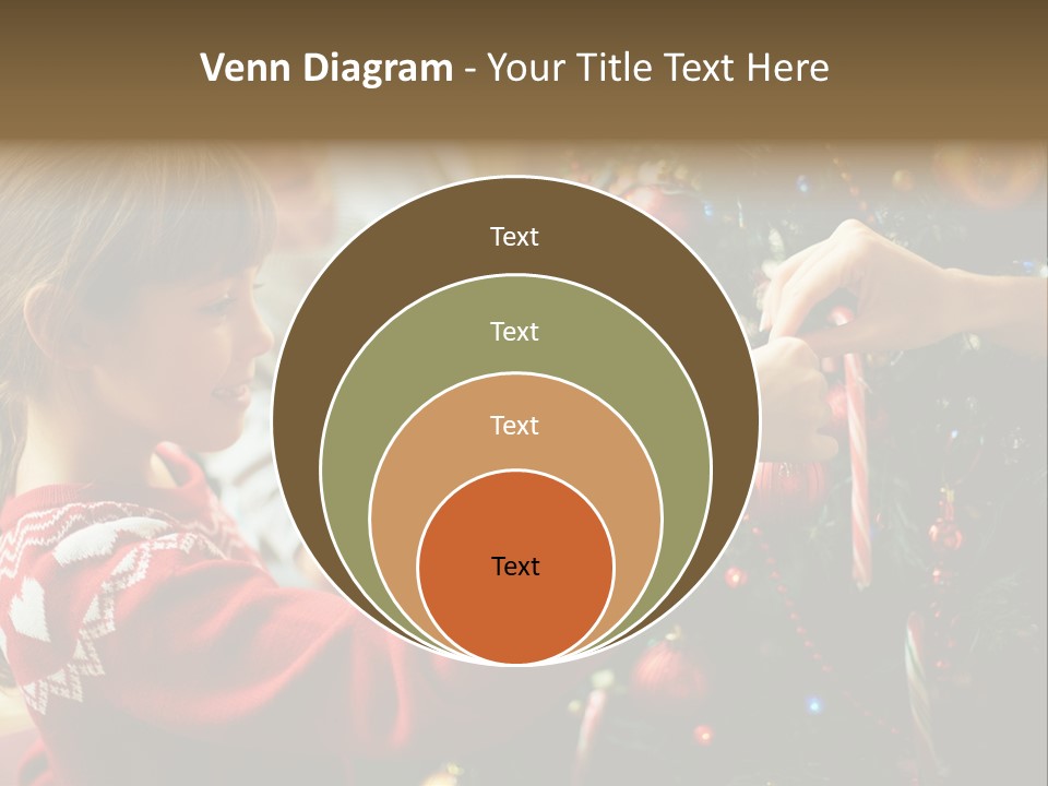 A Young Girl Is Decorating A Christmas Tree PowerPoint Template