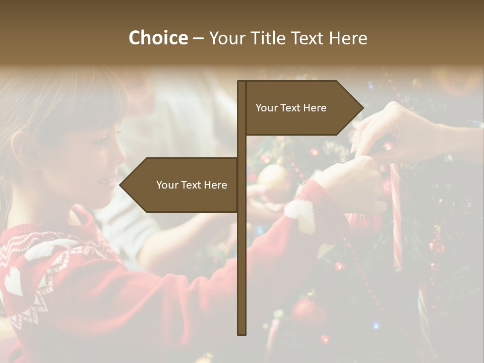 A Young Girl Is Decorating A Christmas Tree PowerPoint Template