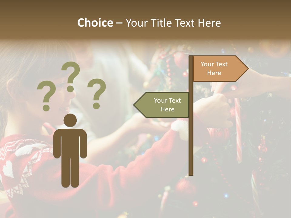 A Young Girl Is Decorating A Christmas Tree PowerPoint Template