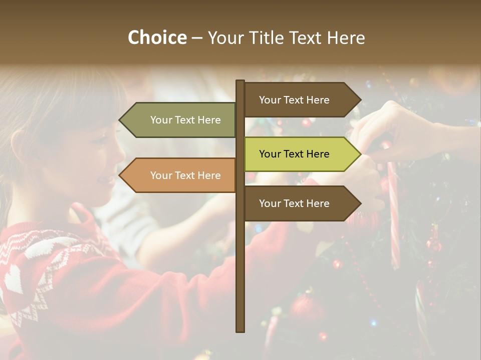 A Young Girl Is Decorating A Christmas Tree PowerPoint Template