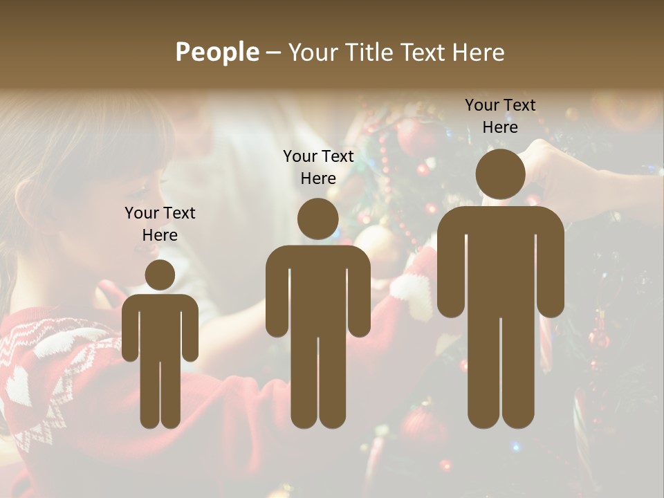 A Young Girl Is Decorating A Christmas Tree PowerPoint Template