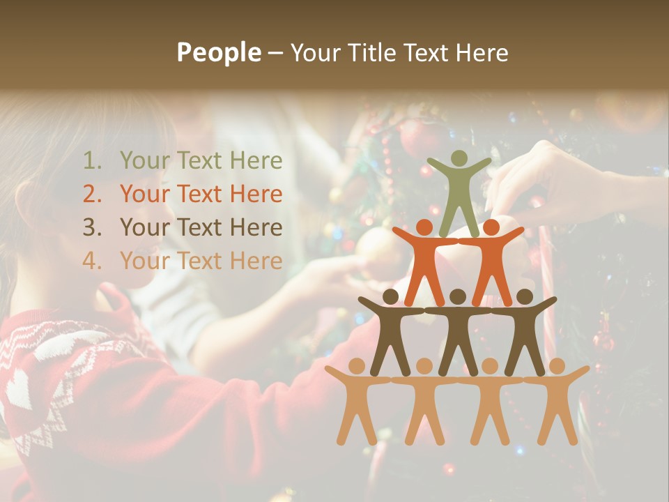 A Young Girl Is Decorating A Christmas Tree PowerPoint Template