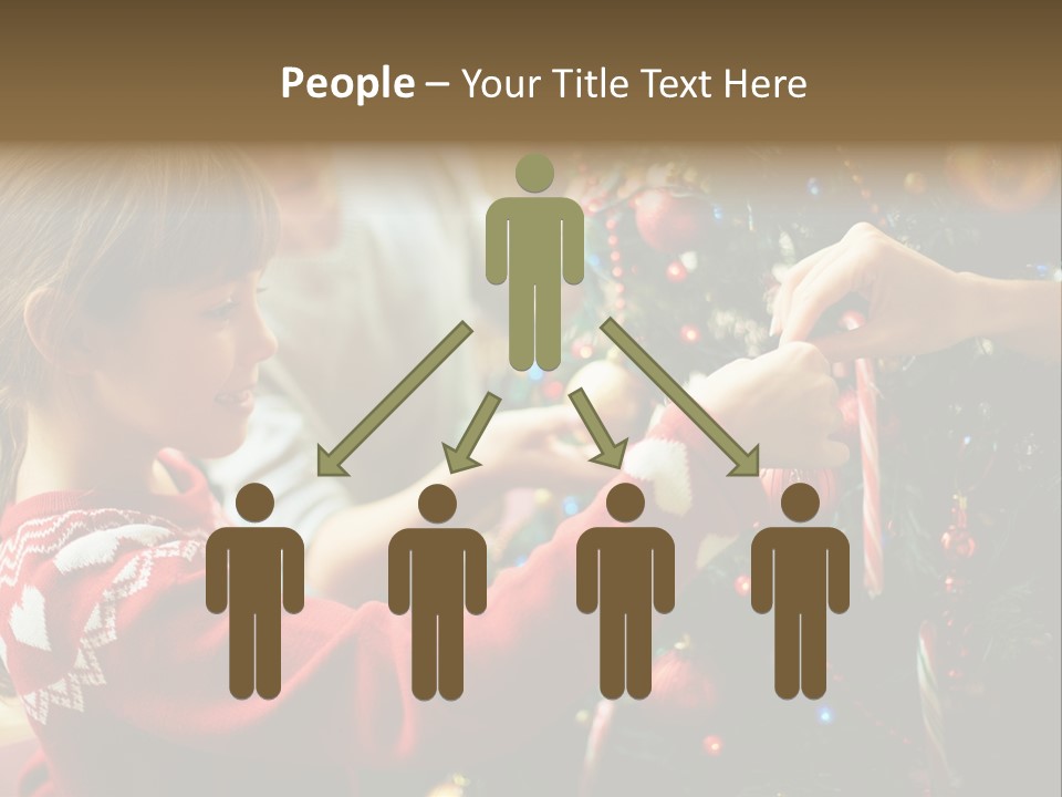 A Young Girl Is Decorating A Christmas Tree PowerPoint Template