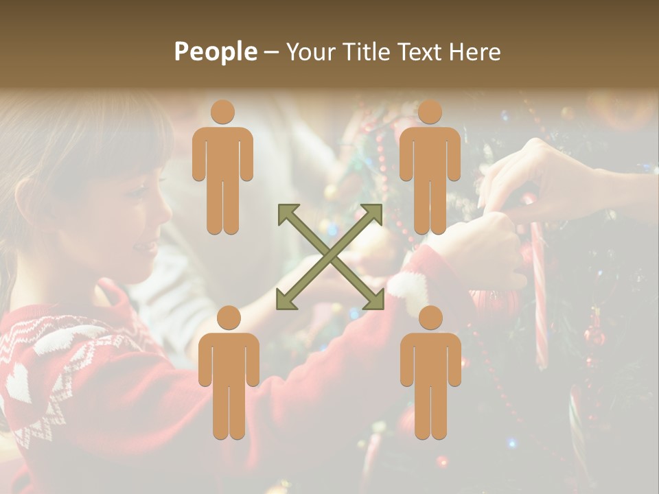 A Young Girl Is Decorating A Christmas Tree PowerPoint Template