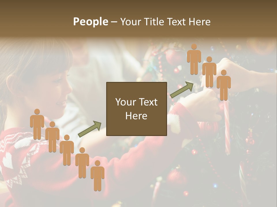 A Young Girl Is Decorating A Christmas Tree PowerPoint Template