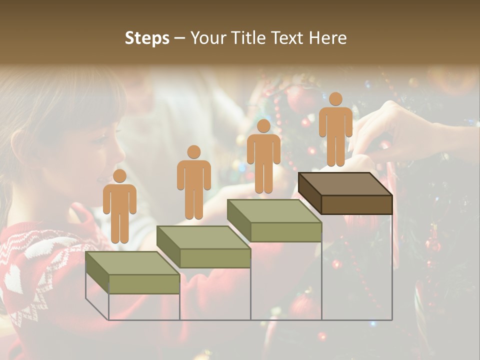 A Young Girl Is Decorating A Christmas Tree PowerPoint Template