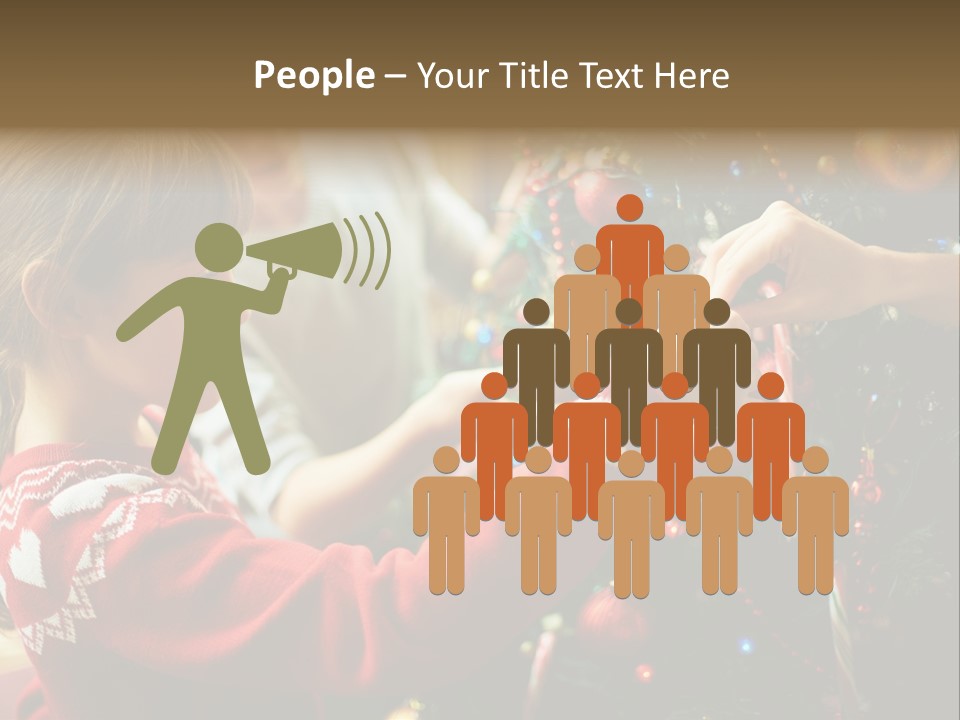 A Young Girl Is Decorating A Christmas Tree PowerPoint Template