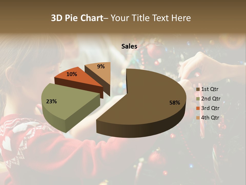 A Young Girl Is Decorating A Christmas Tree PowerPoint Template