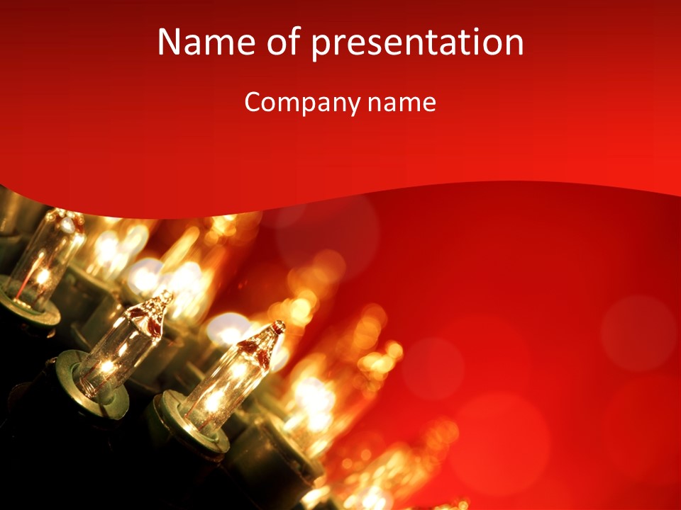 Christmas Lights Red Vibrant Color PowerPoint Template