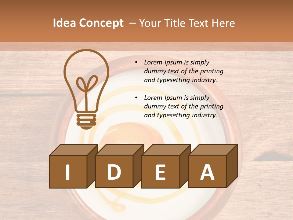 A Bowl Of Yogurt On A Wooden Table PowerPoint Template