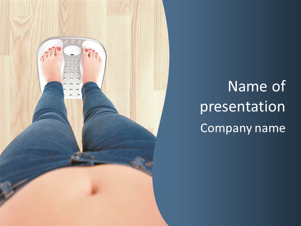 A Woman Standing On A Scale With Her Feet On The Scale PowerPoint Template