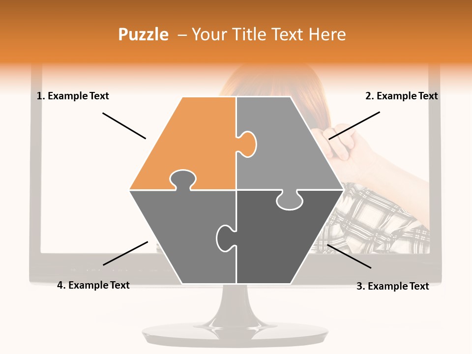 A Woman Looking Through A Magnifying Glass PowerPoint Template