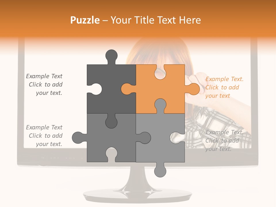 A Woman Looking Through A Magnifying Glass PowerPoint Template