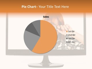 A Woman Looking Through A Magnifying Glass PowerPoint Template