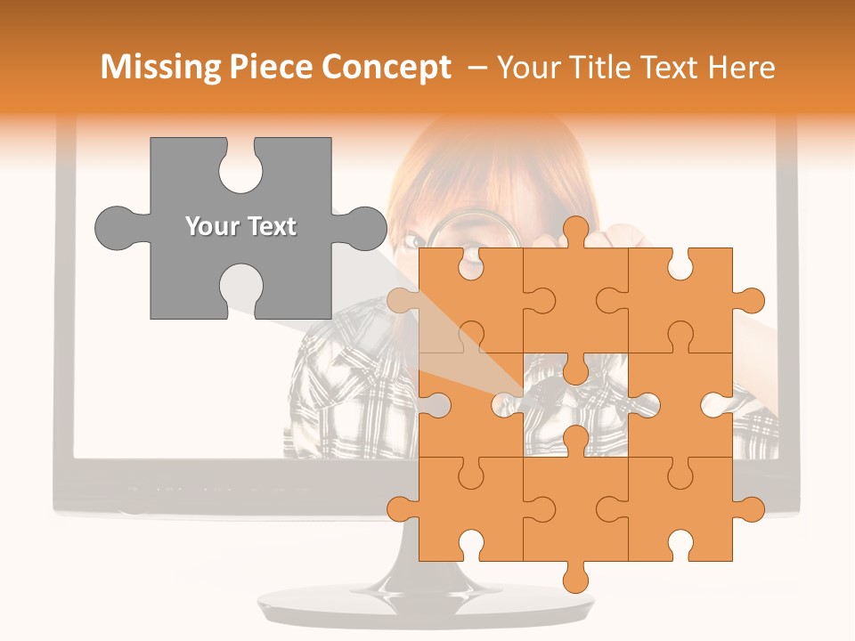 A Woman Looking Through A Magnifying Glass PowerPoint Template