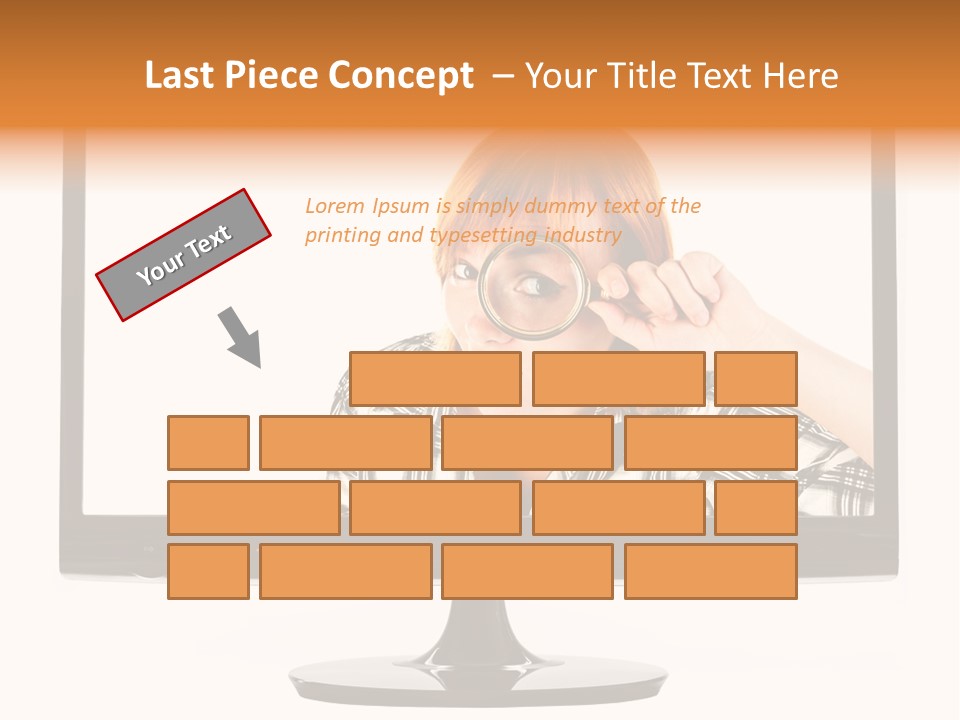 A Woman Looking Through A Magnifying Glass PowerPoint Template