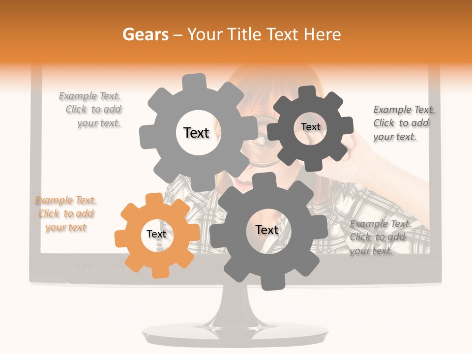 A Woman Looking Through A Magnifying Glass PowerPoint Template