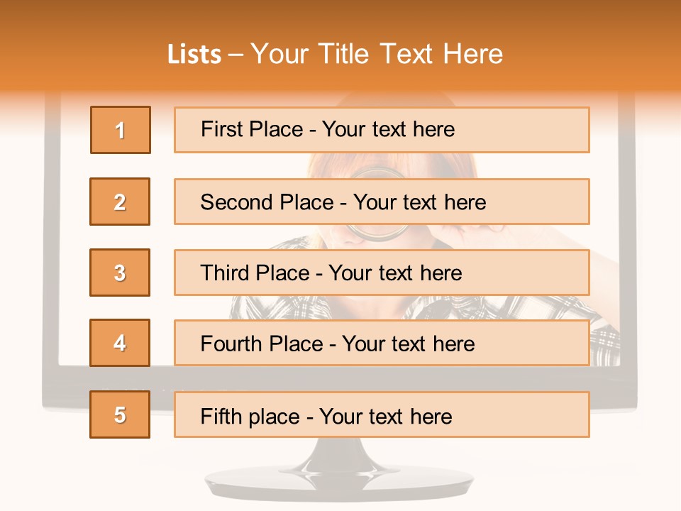 A Woman Looking Through A Magnifying Glass PowerPoint Template