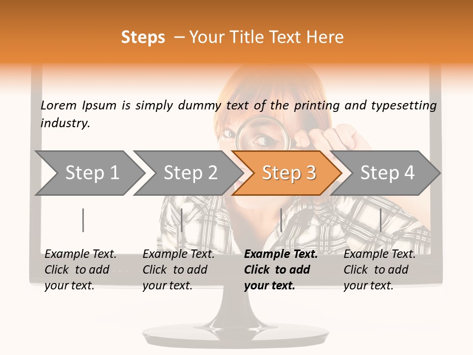 A Woman Looking Through A Magnifying Glass PowerPoint Template