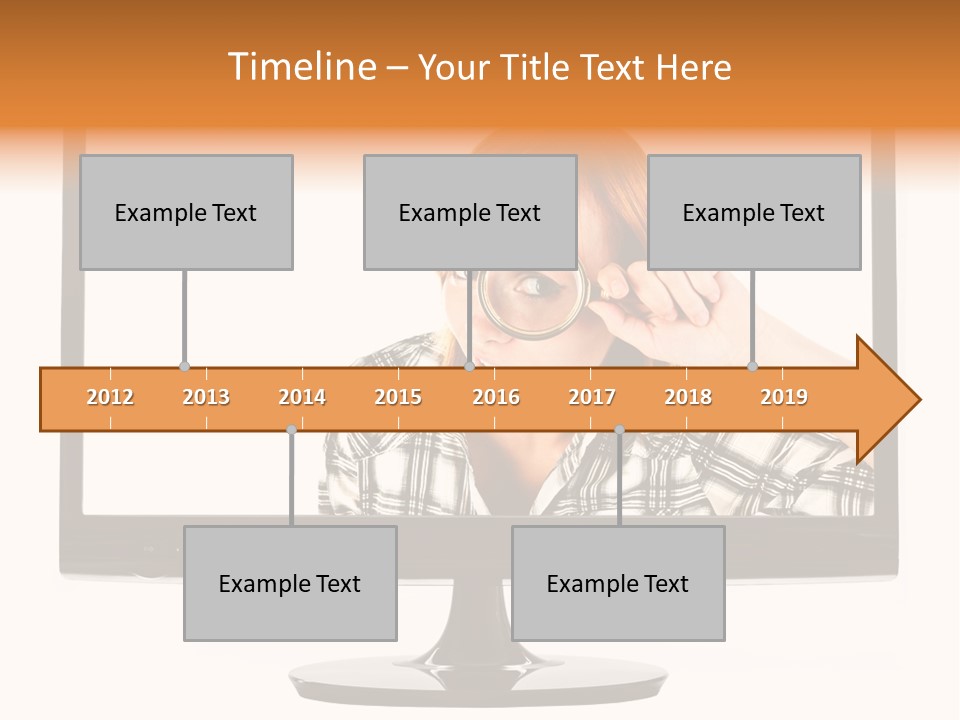 A Woman Looking Through A Magnifying Glass PowerPoint Template