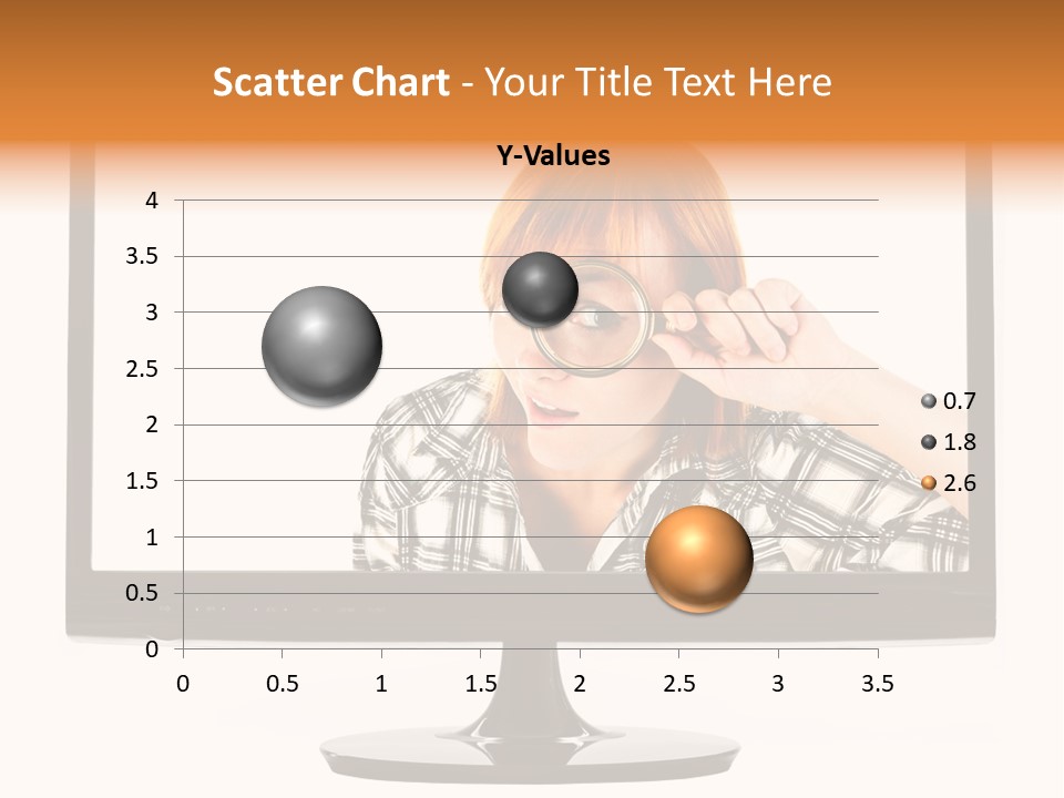 A Woman Looking Through A Magnifying Glass PowerPoint Template