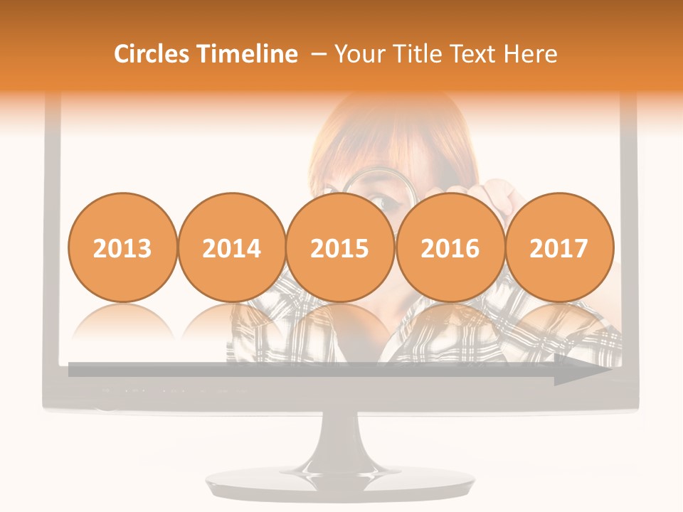 A Woman Looking Through A Magnifying Glass PowerPoint Template