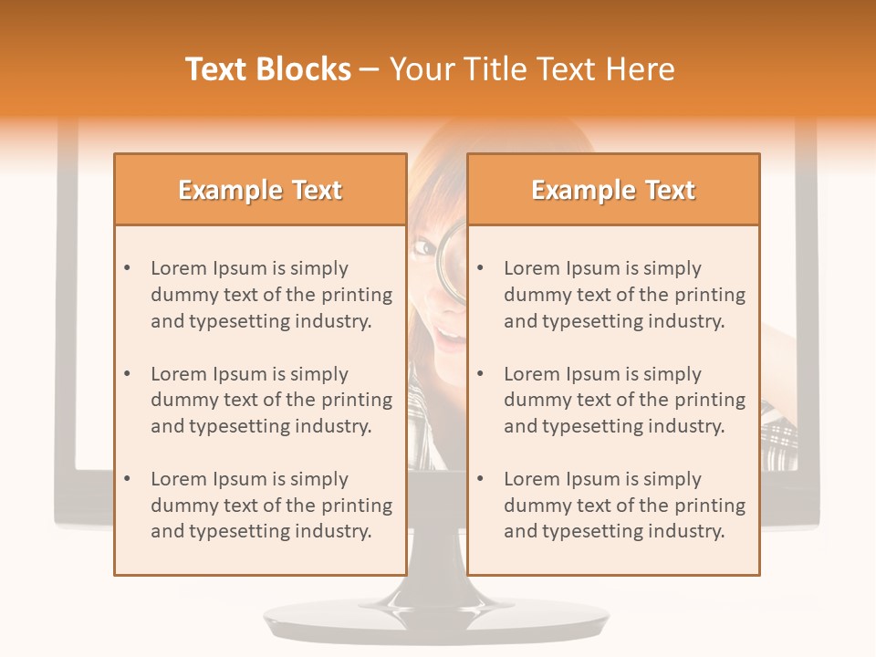 A Woman Looking Through A Magnifying Glass PowerPoint Template