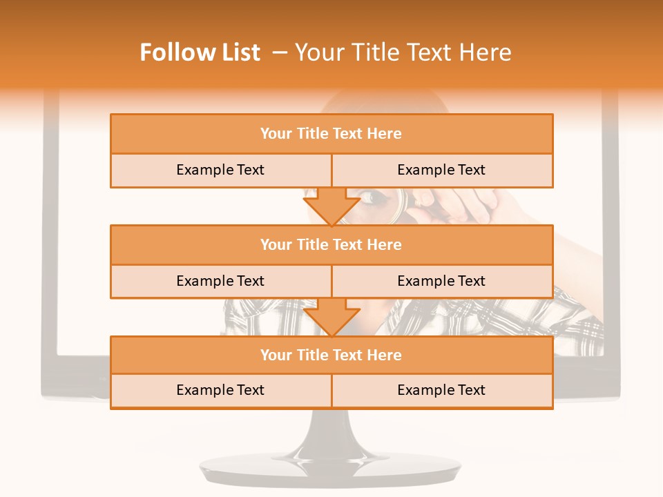 A Woman Looking Through A Magnifying Glass PowerPoint Template