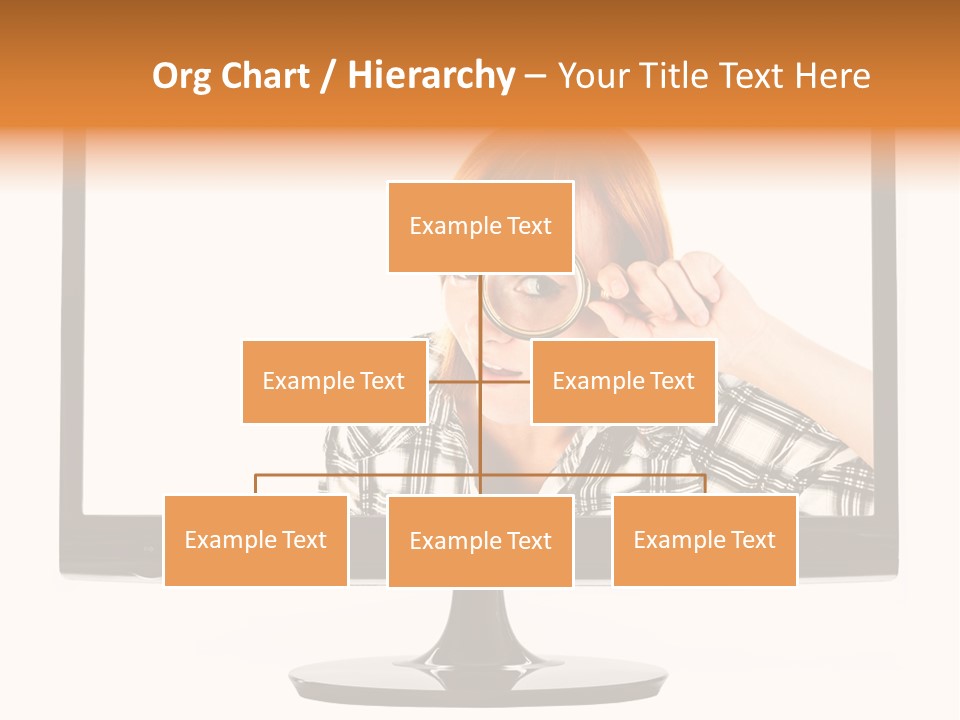 A Woman Looking Through A Magnifying Glass PowerPoint Template