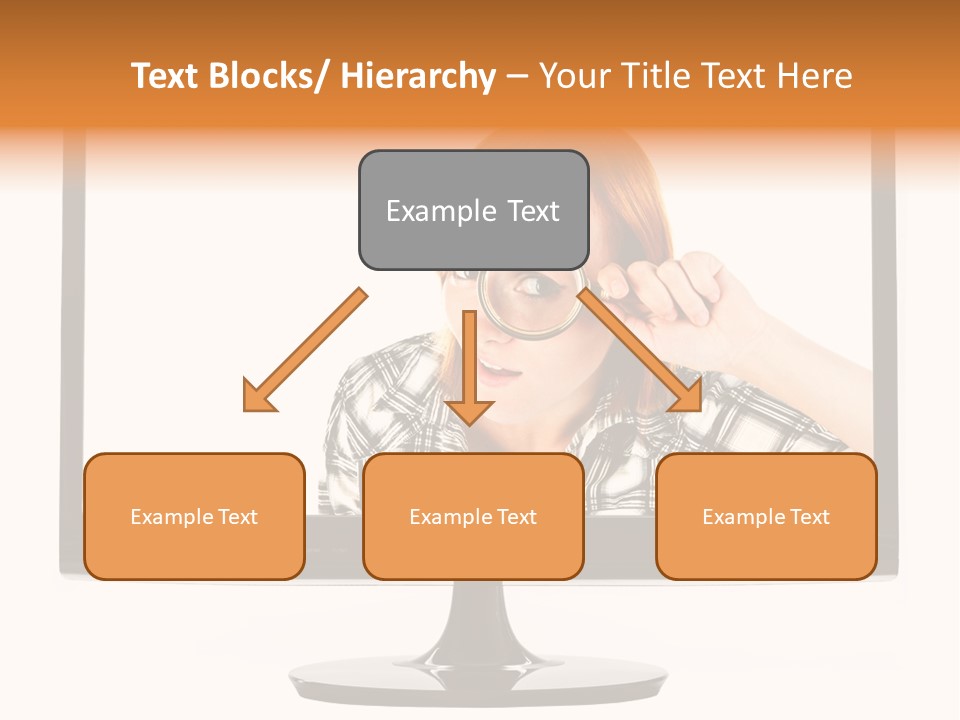 A Woman Looking Through A Magnifying Glass PowerPoint Template