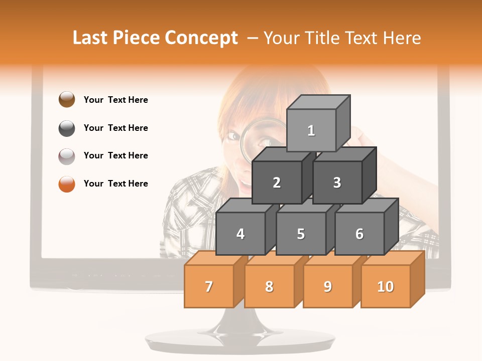 A Woman Looking Through A Magnifying Glass PowerPoint Template